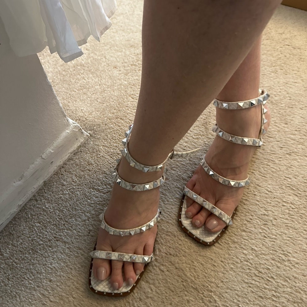 Studded White Sandals